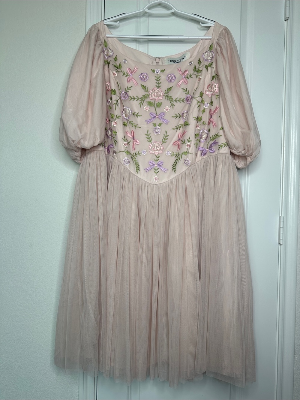 JessaKae Macaron Pale Pink Embroidered Tulle Princess Dress